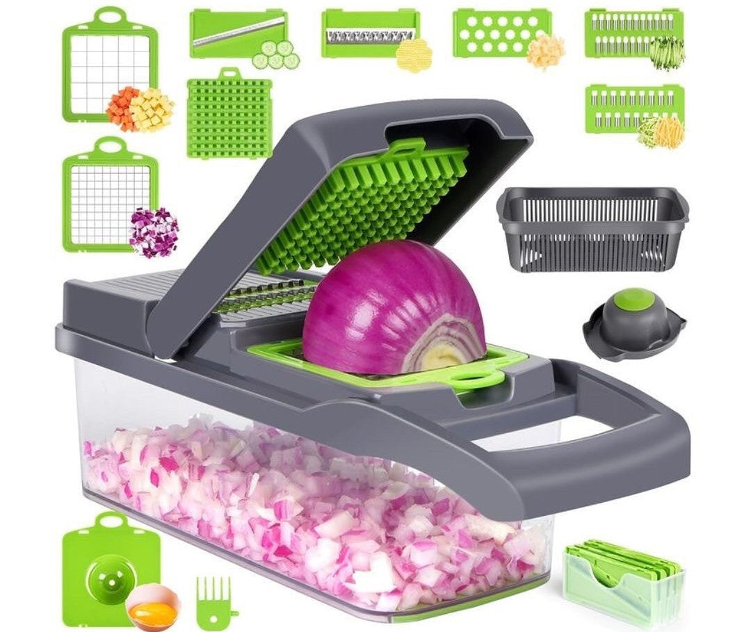 Multi-Functional Vegetable Chopper & Slicer Set – 12-in-1 Kitchen Prep Solution