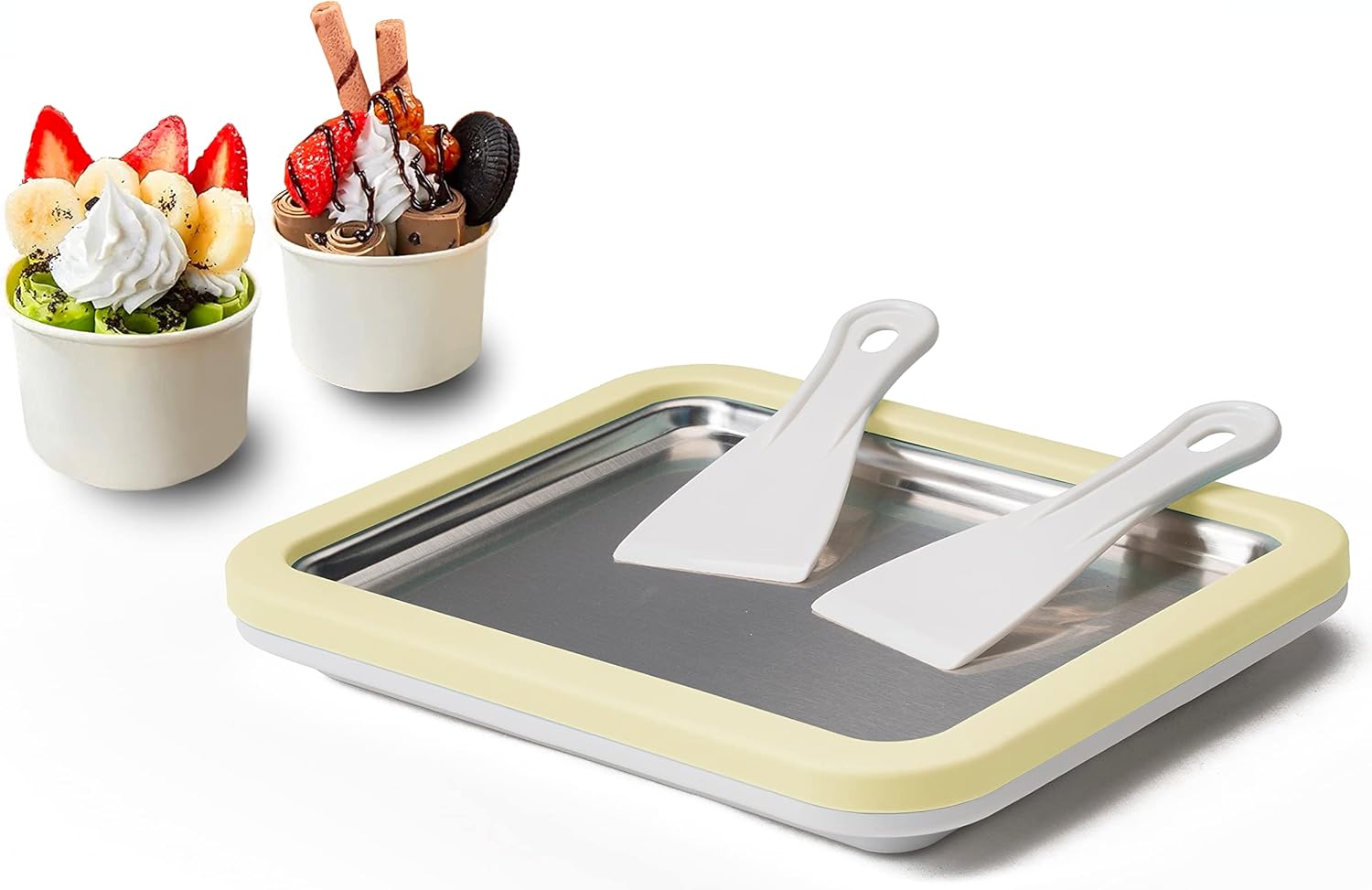 Ice Cream Roll Maker, with 2 Scrapers Ice Cream