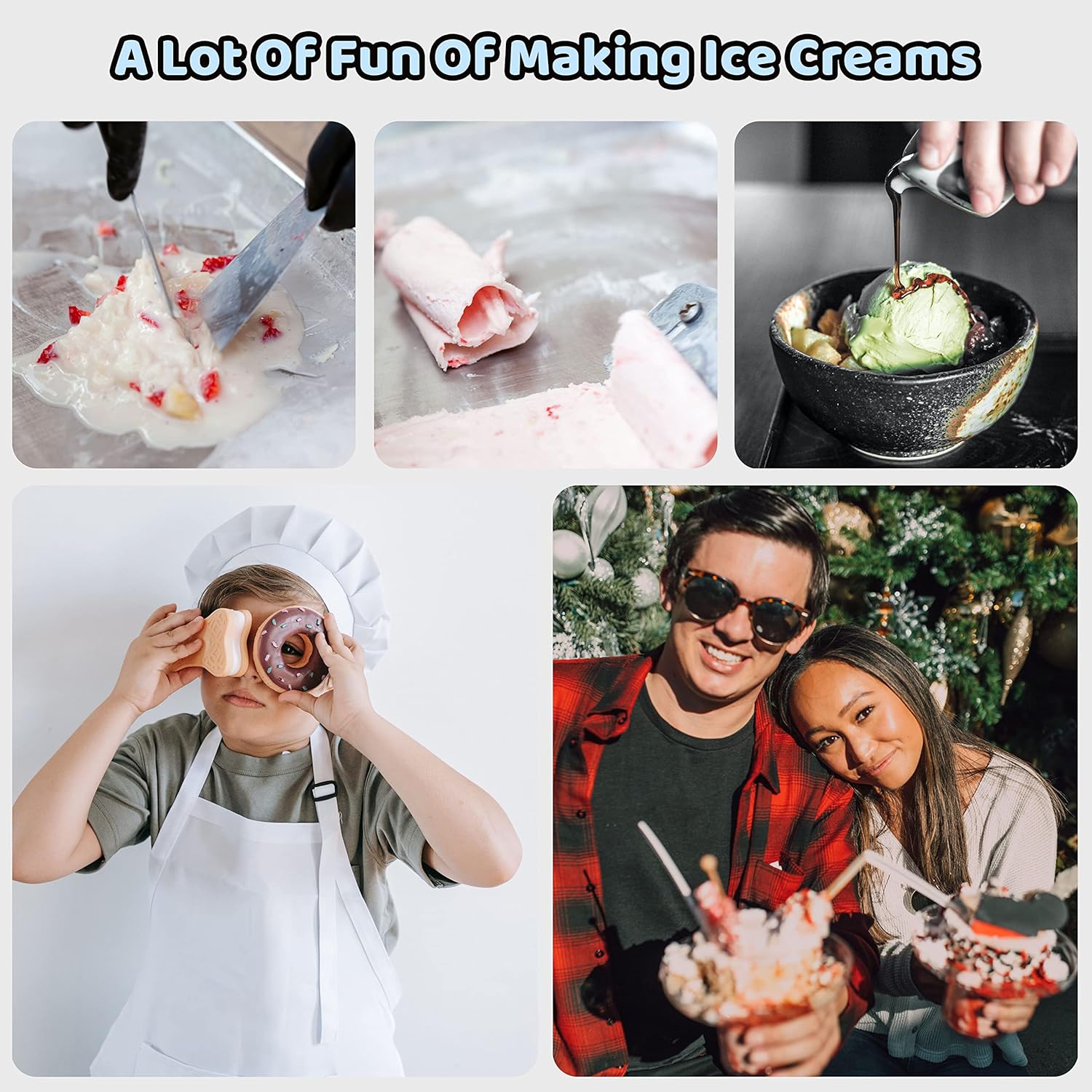 Ice Cream Roll Maker, with 2 Scrapers Ice Cream