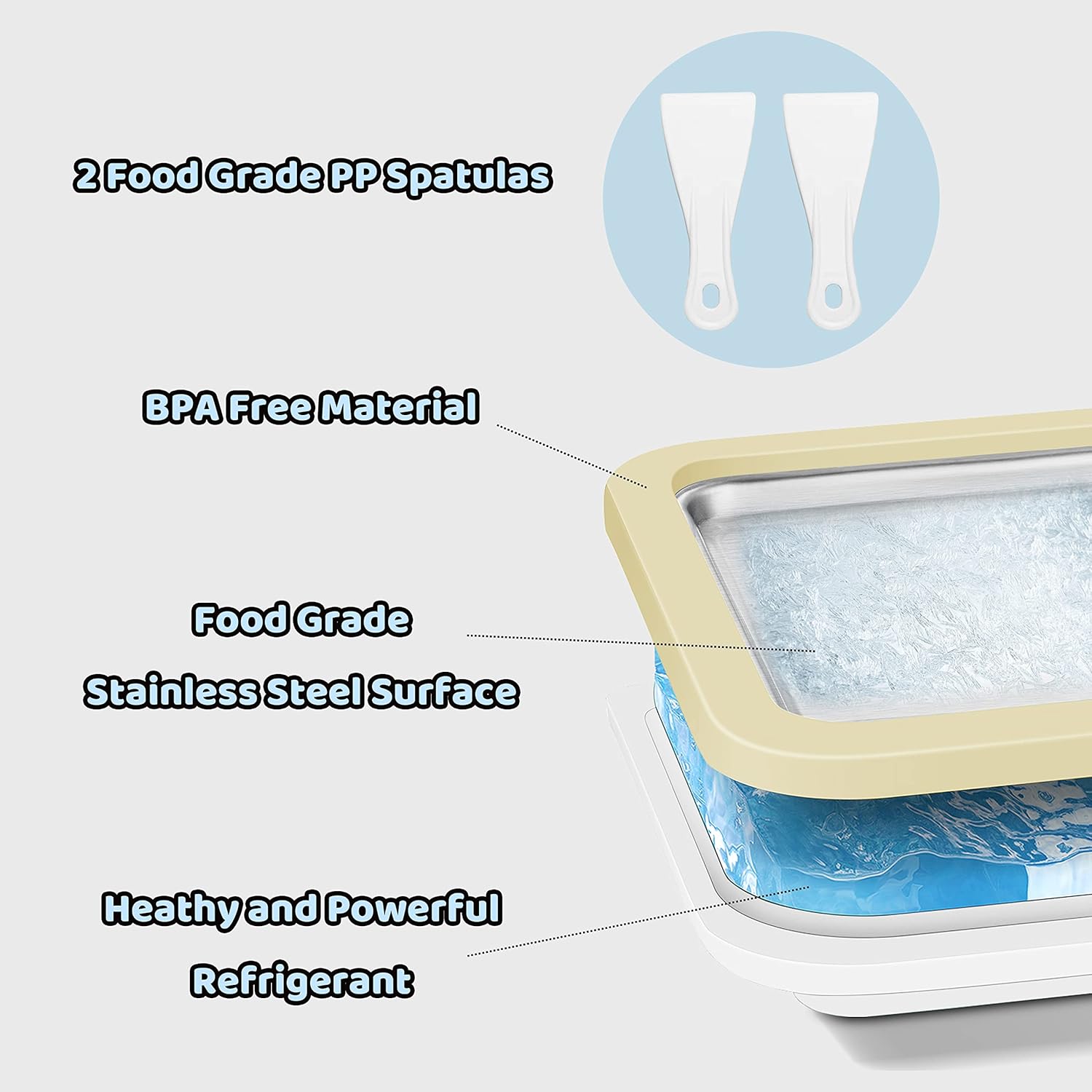 Ice Cream Roll Maker, with 2 Scrapers Ice Cream